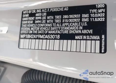 2021 Porsche Cayenne E-Hybrid Coupe Turbo S из США, поврежденный, VIN WP1BH2AY9MDA53018